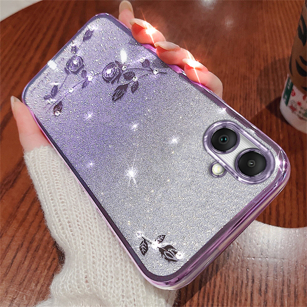 KADEM For Samsung Galaxy A06 Case Flower TPU Flexible Gradient Phone Cover - Purple