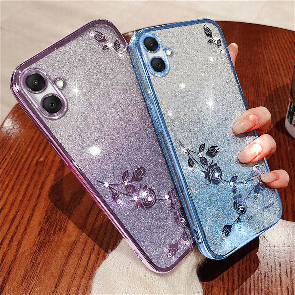 KADEM For Samsung Galaxy A06 Case Flower TPU Flexible Gradient Phone Cover - Blue