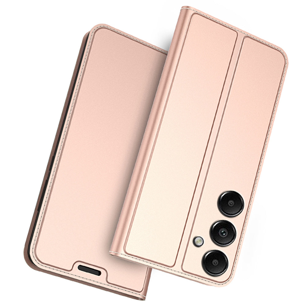 For Samsung Galaxy A16 5G / A16 4G Case PU Leather Phone Cover with Card Holder Stand Magnetic Closure - Rose Gold
