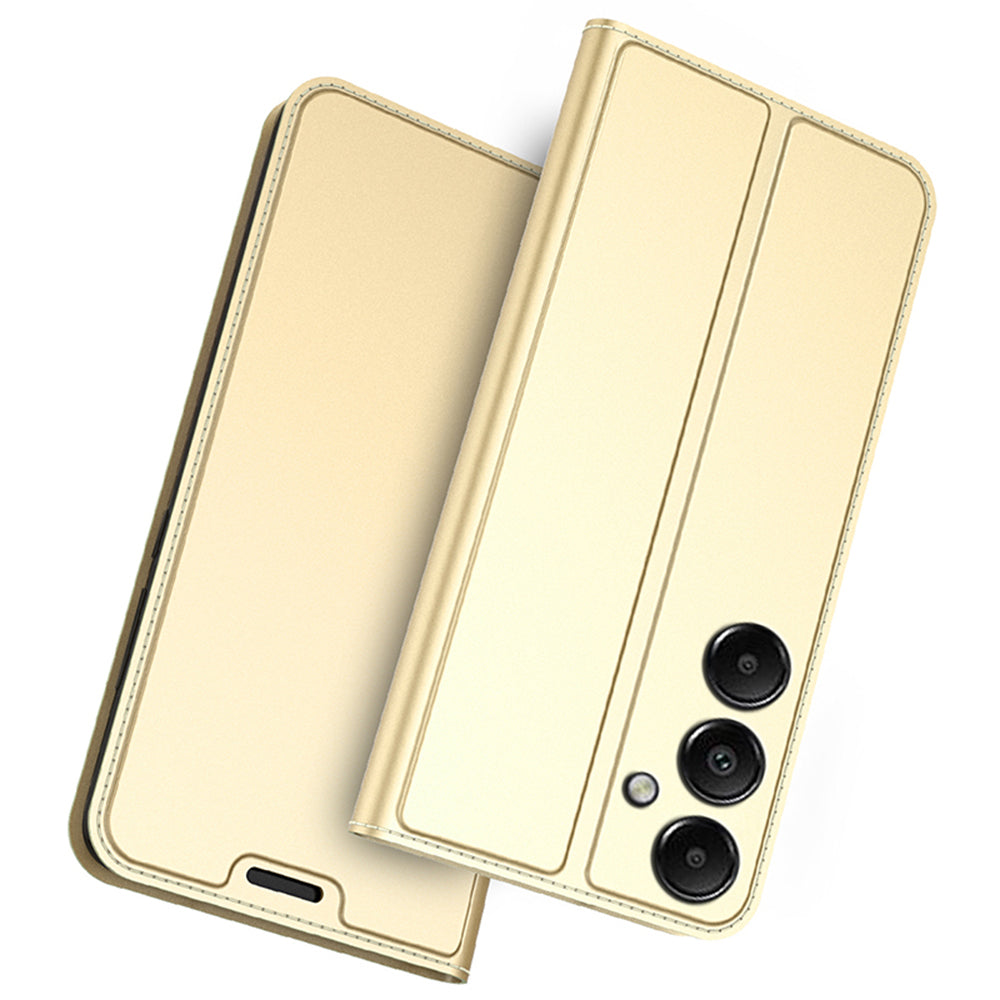 For Samsung Galaxy A16 5G / A16 4G Case PU Leather Phone Cover with Card Holder Stand Magnetic Closure - Gold