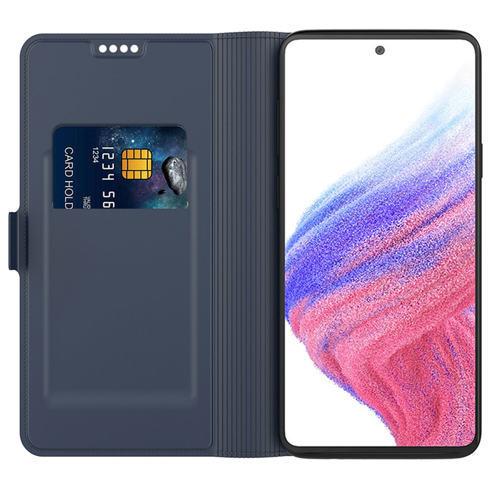 For Samsung Galaxy A06 Case Shockproof TPU Inner Shell Leather Phone Cover - Blue