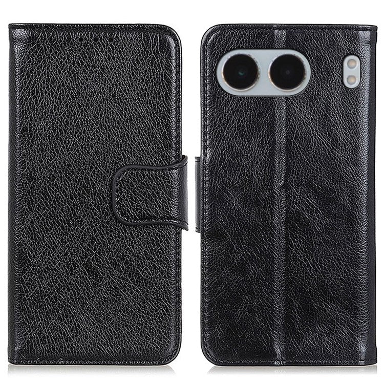 For OnePlus Nord 4 Case Nappa Texture Split Leather Wallet Phone Cover - Black