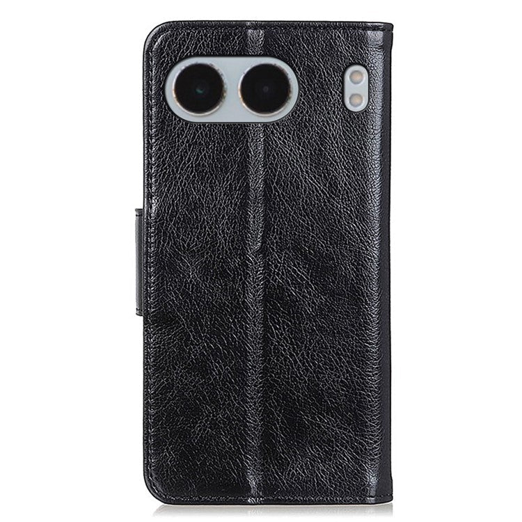 For OnePlus Nord 4 Case Nappa Texture Split Leather Wallet Phone Cover - Black
