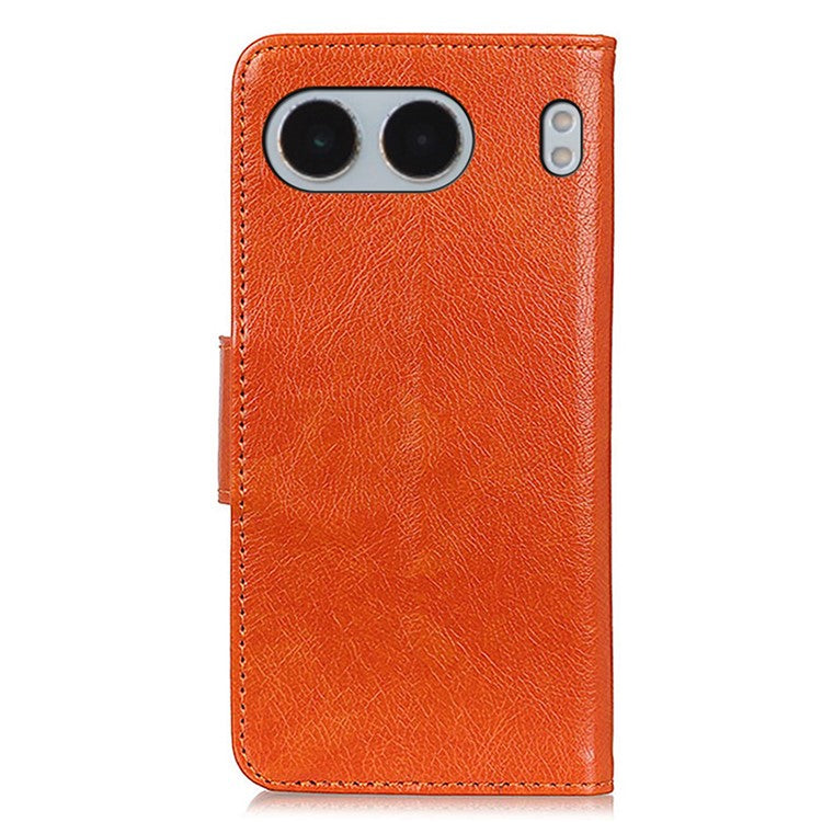 For OnePlus Nord 4 Case Nappa Texture Split Leather Wallet Phone Cover - Orange