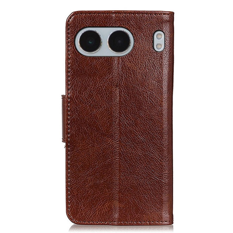 For OnePlus Nord 4 Case Nappa Texture Split Leather Wallet Phone Cover - Brown