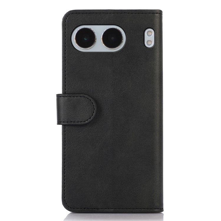 For OnePlus Nord 4 Case Cowhide Texture Leather Wallet Phone Cover with Stand - Black