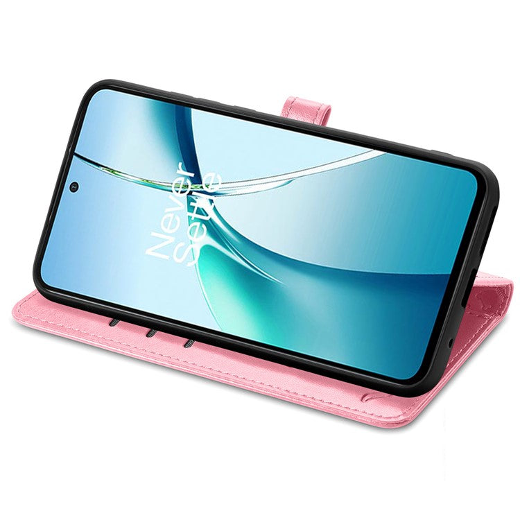 For OnePlus Nord CE4 Lite 5G / Oppo K12x 5G (China) Case Leather Wallet Flip Phone Cover Cute Cat Dog Pattern - Pink