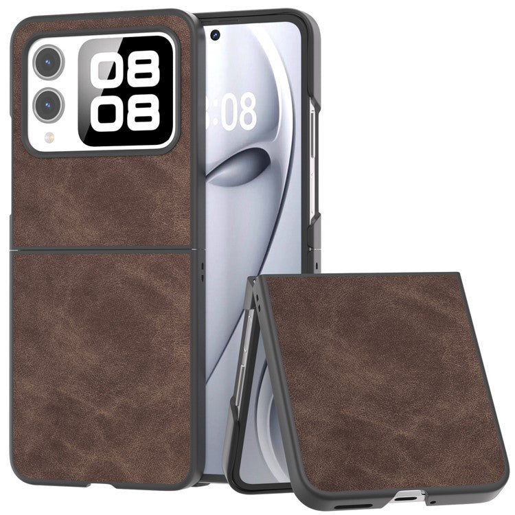 For Huawei nova Flip 5G Case PU+PC Shockproof Phone Cover Black Edge - Coffee