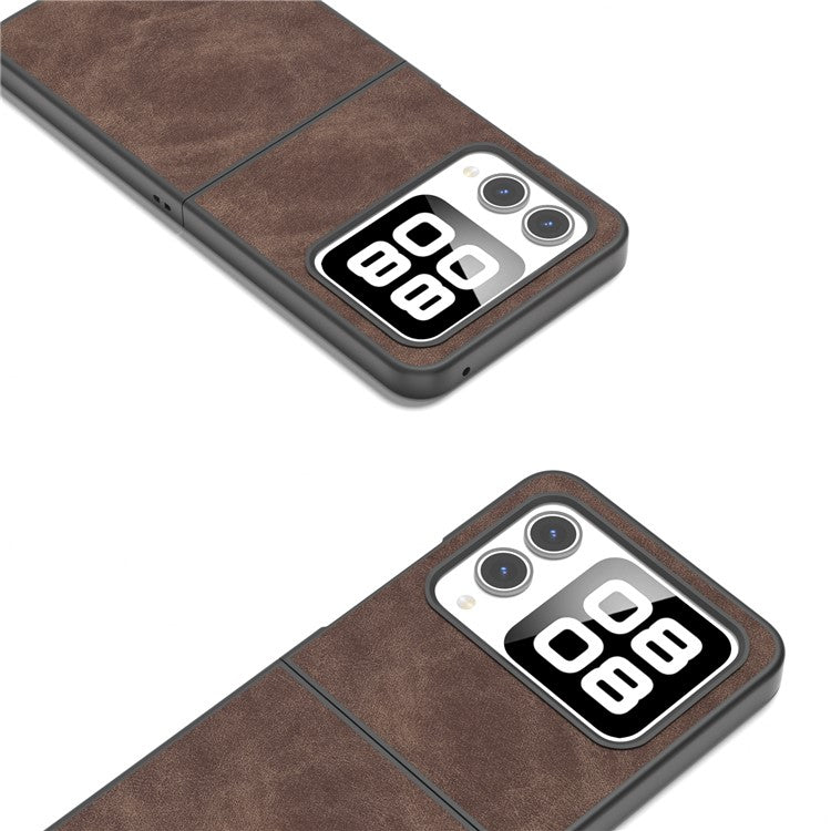 For Huawei nova Flip 5G Case PU+PC Shockproof Phone Cover Black Edge - Coffee