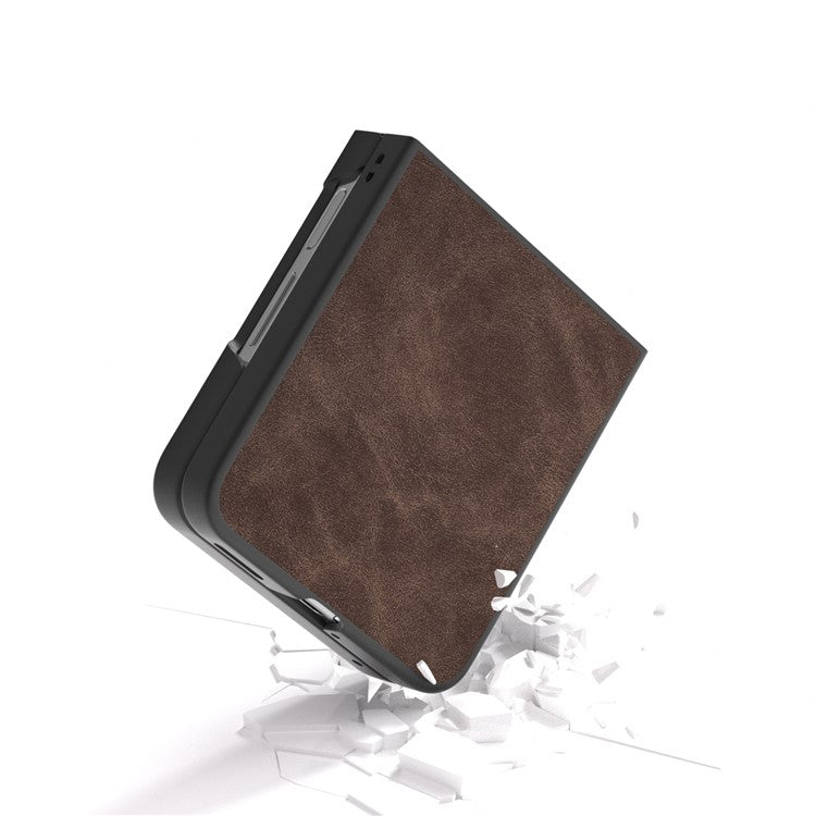 For Huawei nova Flip 5G Case PU+PC Shockproof Phone Cover Black Edge - Coffee