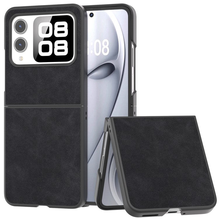 For Huawei nova Flip 5G Case PU+PC Shockproof Phone Cover Black Edge - Black