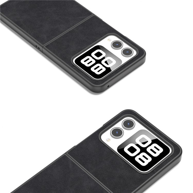 For Huawei nova Flip 5G Case PU+PC Shockproof Phone Cover Black Edge - Black