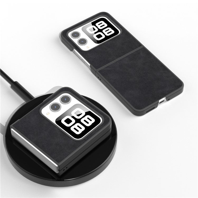 For Huawei nova Flip 5G Case PU+PC Shockproof Phone Cover Black Edge - Black