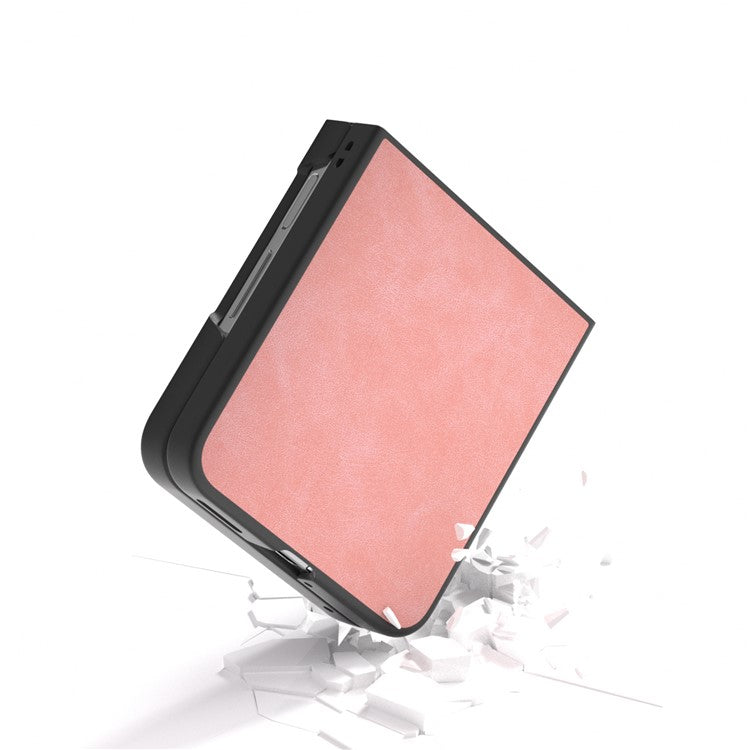 For Huawei nova Flip 5G Case PU+PC Shockproof Phone Cover Black Edge - Pink