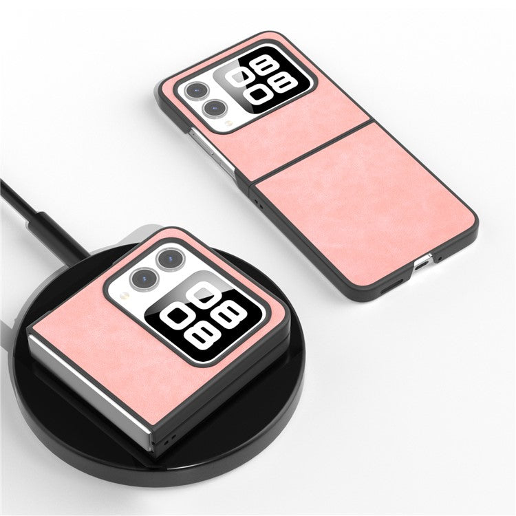 For Huawei nova Flip 5G Case PU+PC Shockproof Phone Cover Black Edge - Pink