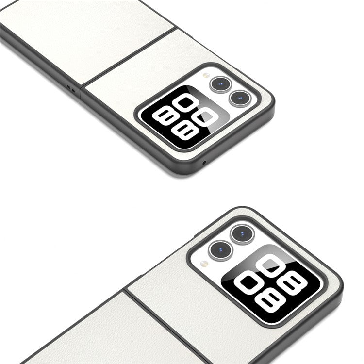 ABEEL For Huawei nova Flip 5G Case Anti-Drop Genuine Cow Leather PC Phone Cover - White