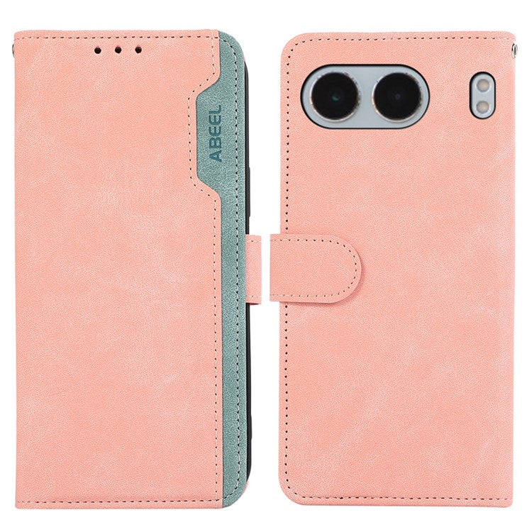 ABEEL For OnePlus Nord 4 Case Color Splicing Leather Flip Phone Cover RFID Blocking - Pink