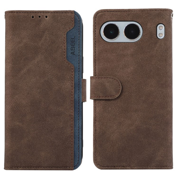 ABEEL For OnePlus Nord 4 Case Color Splicing Leather Flip Phone Cover RFID Blocking - Brown