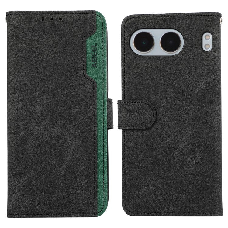 ABEEL For OnePlus Nord 4 Case Color Splicing Leather Flip Phone Cover RFID Blocking - Black
