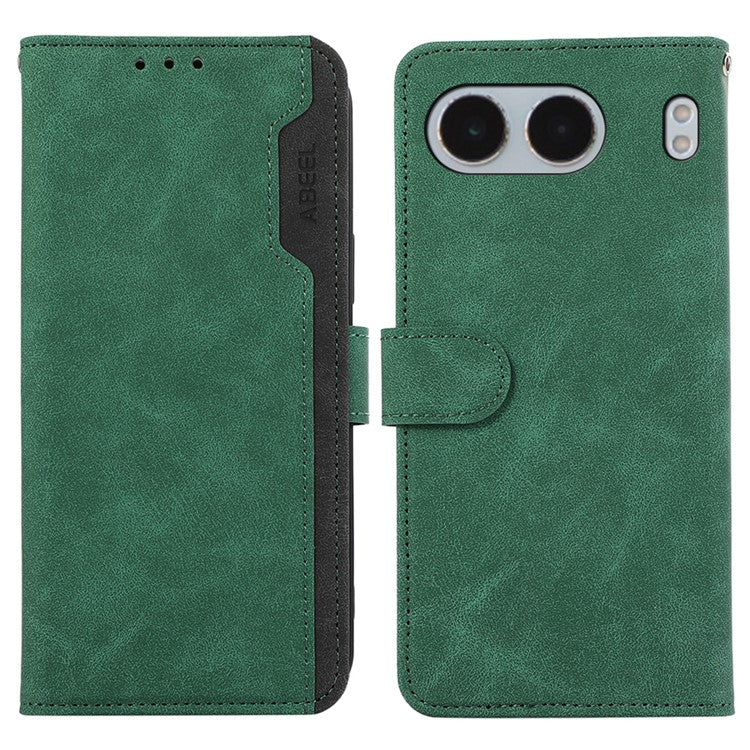 ABEEL For OnePlus Nord 4 Case Color Splicing Leather Flip Phone Cover RFID Blocking - Green