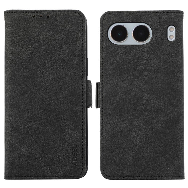 ABEEL For OnePlus Nord 4 Case PU Leather Folio Stand View RFID Blocking Phone Cover - Black
