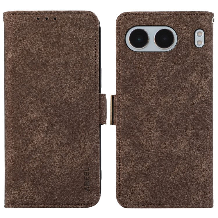 ABEEL For OnePlus Nord 4 Case PU Leather Folio Stand View RFID Blocking Phone Cover - Coffee