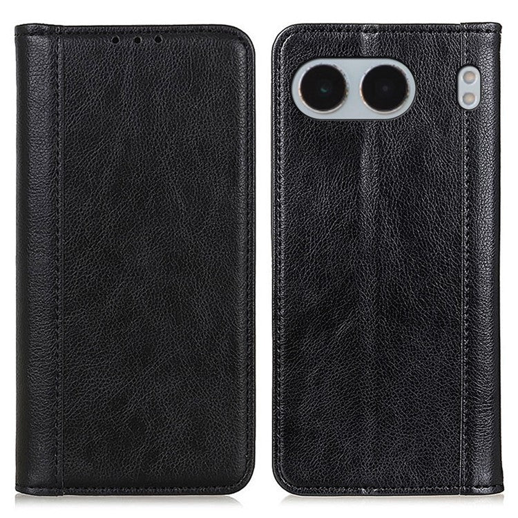 For OnePlus Nord 4 Stand Case Split Leather Litchi Texture Wallet Phone Cover - Black