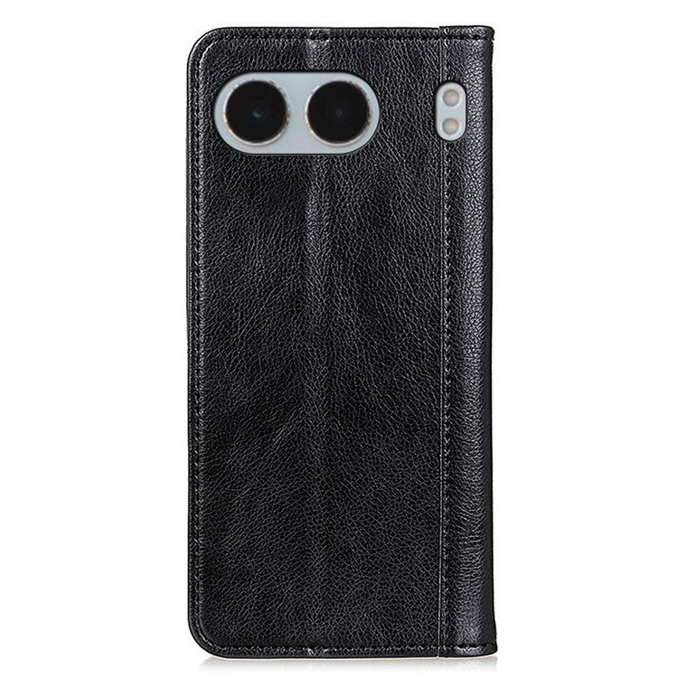 For OnePlus Nord 4 Stand Case Split Leather Litchi Texture Wallet Phone Cover - Black
