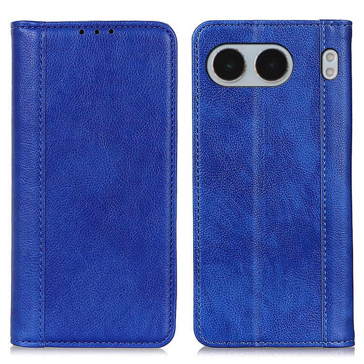 For OnePlus Nord 4 Stand Case Split Leather Litchi Texture Wallet Phone Cover - Blue