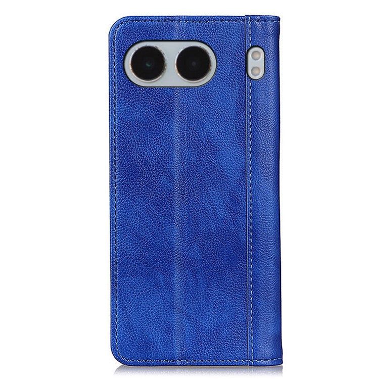 For OnePlus Nord 4 Stand Case Split Leather Litchi Texture Wallet Phone Cover - Blue