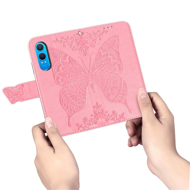 For OnePlus Nord CE4 Lite 5G / Oppo K12x 5G (China) Case PU Leather Wallet Phone Cover Butterfly Pattern - Pink