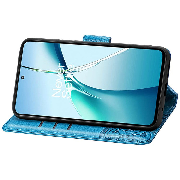 For OnePlus Nord CE4 Lite 5G / Oppo K12x 5G (China) Case PU Leather Wallet Phone Cover Butterfly Pattern - Blue