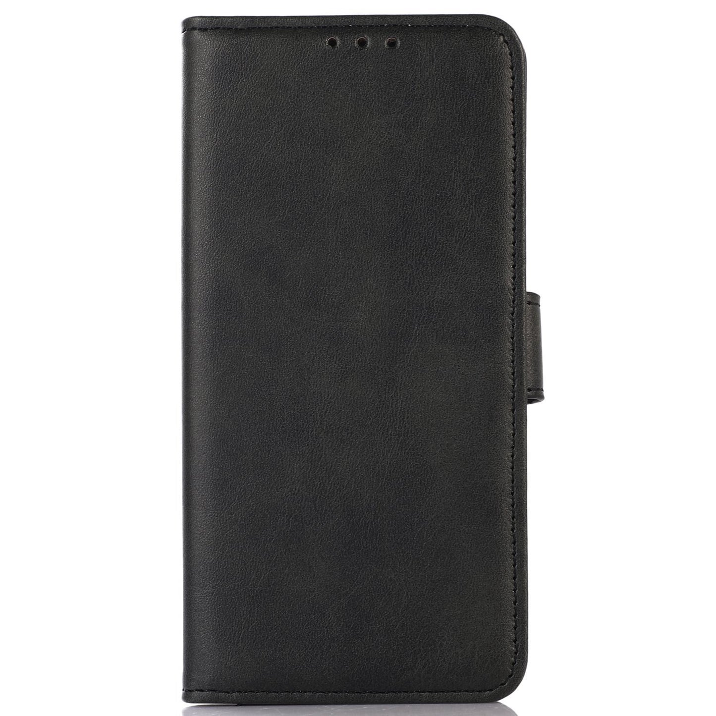For Samsung Galaxy A06 Case Cowhide Texture Leather Wallet Phone Cover with Stand - Black