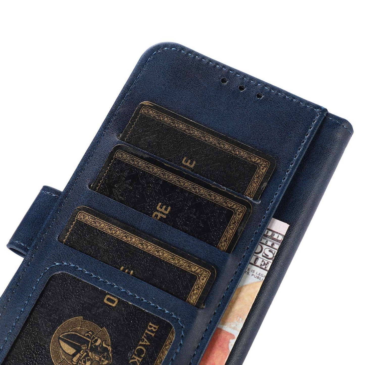 For Samsung Galaxy A06 Case Cowhide Texture Leather Wallet Phone Cover with Stand - Blue