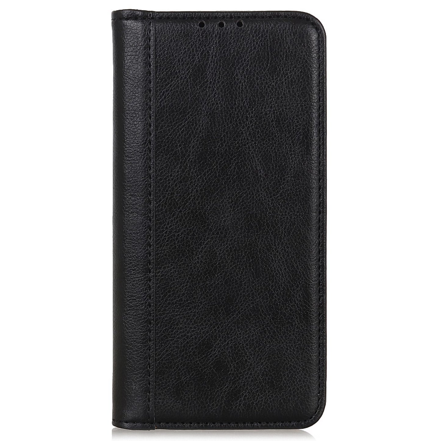 For Samsung Galaxy A06 Stand Case Split Leather Litchi Texture Wallet Phone Cover - Black