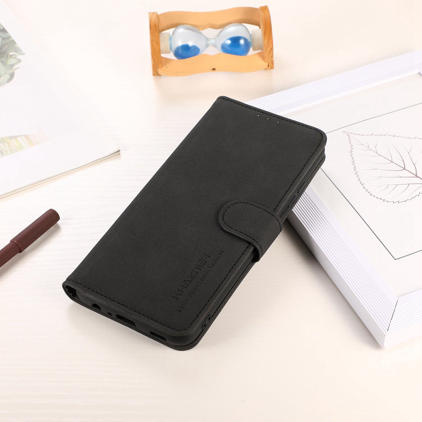 KHAZNEH For Samsung Galaxy A06 Stand Case PU Leather Wallet Phone Cover - Black
