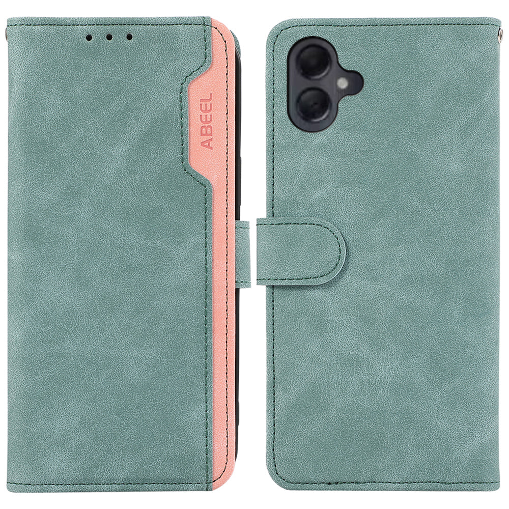 ABEEL For Samsung Galaxy A06 Case Color Splicing Leather Flip Phone Cover RFID Blocking - Baby Blue