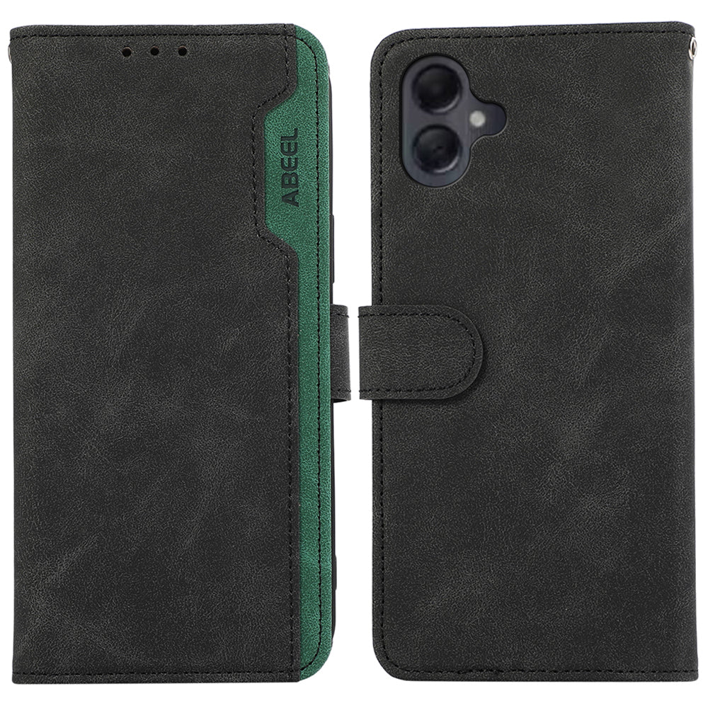 ABEEL For Samsung Galaxy A06 Case Color Splicing Leather Flip Phone Cover RFID Blocking - Black