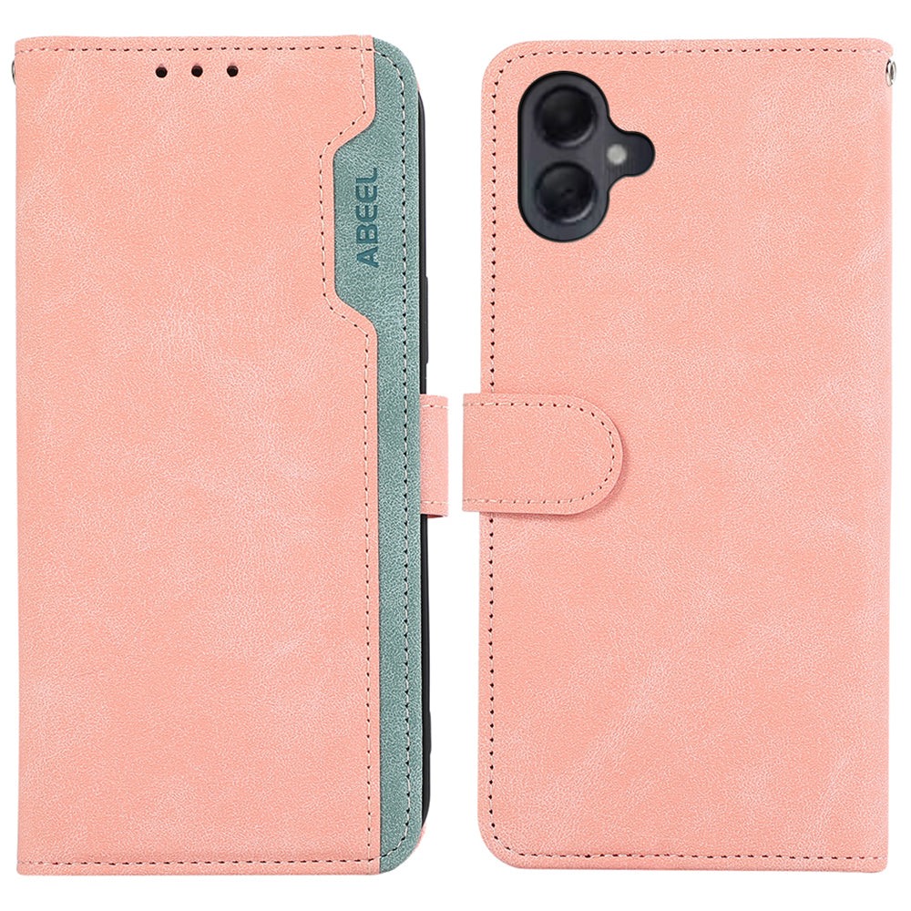 ABEEL For Samsung Galaxy A06 Case Color Splicing Leather Flip Phone Cover RFID Blocking - Pink