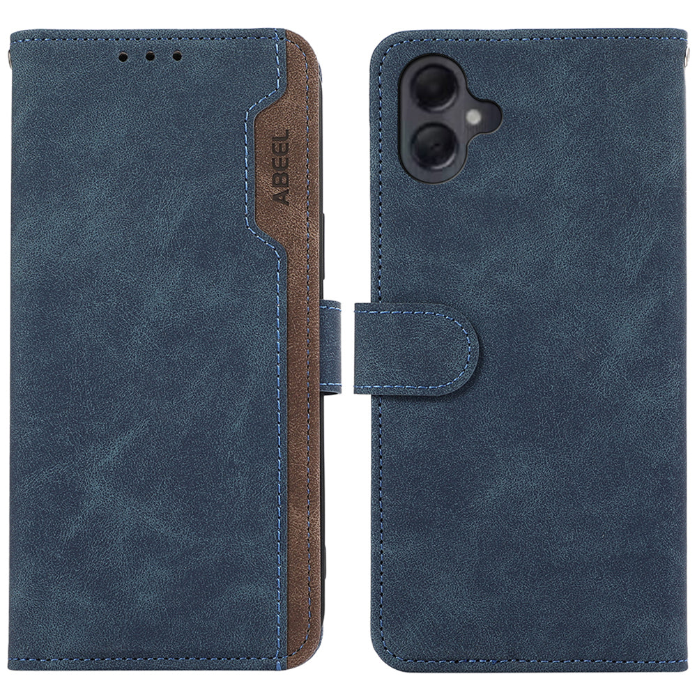 ABEEL For Samsung Galaxy A06 Case Color Splicing Leather Flip Phone Cover RFID Blocking - Blue
