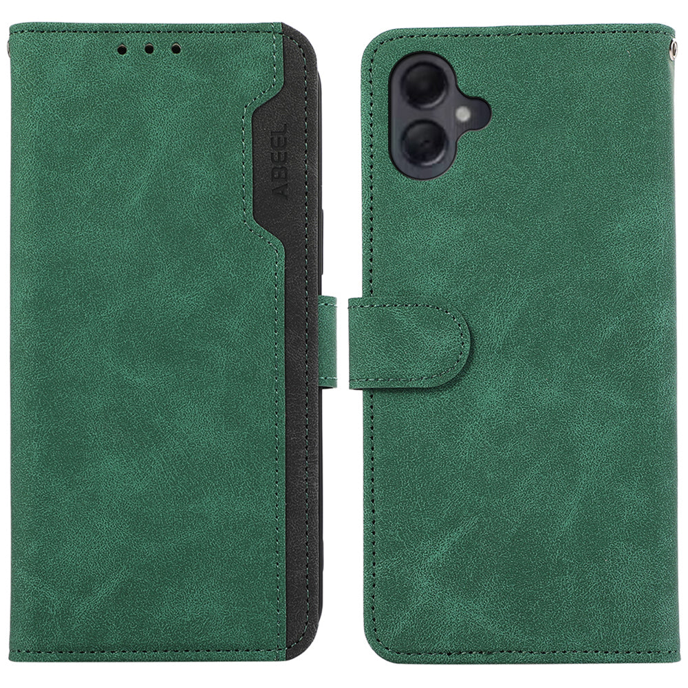ABEEL For Samsung Galaxy A06 Case Color Splicing Leather Flip Phone Cover RFID Blocking - Green