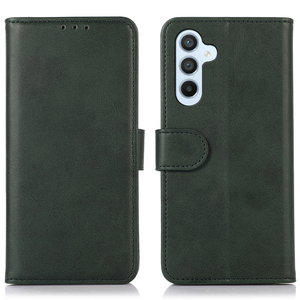 For Samsung Galaxy A16 5G / A16 4G Case Cowhide Texture Leather Wallet Phone Cover with Stand - Green