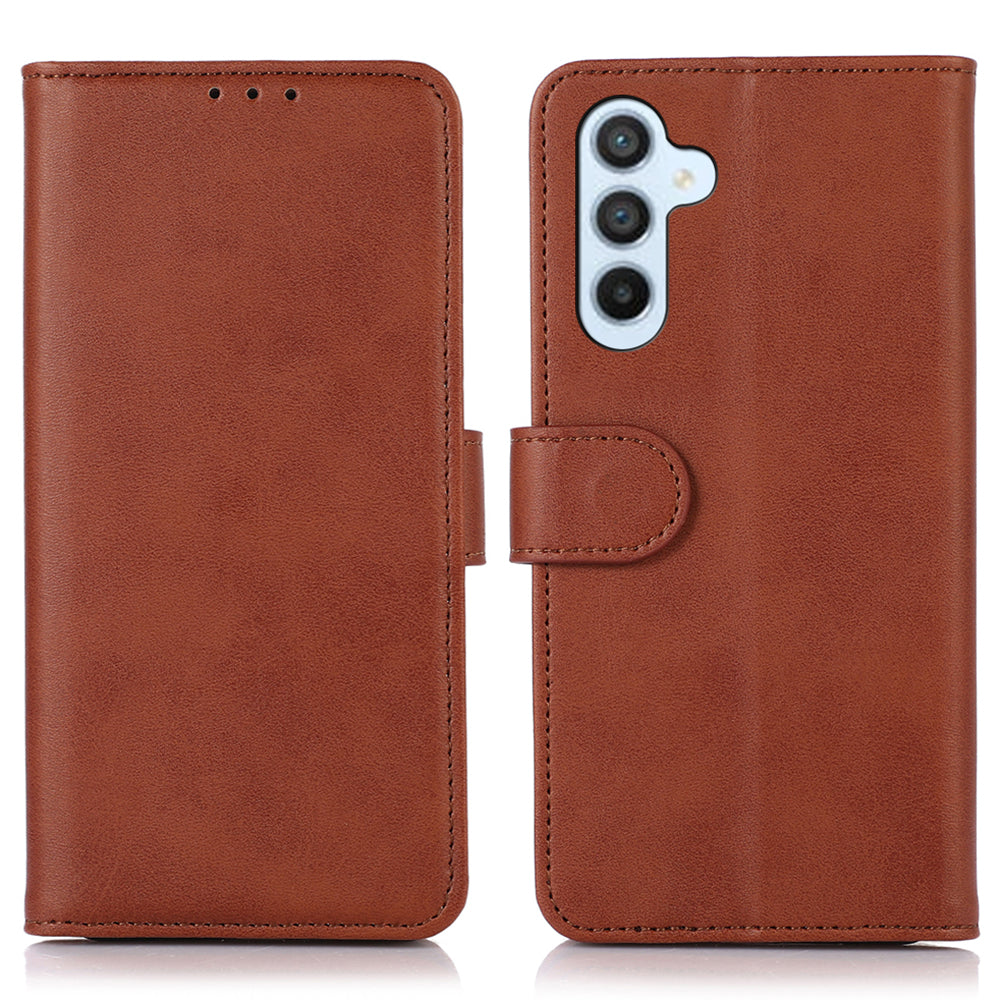 For Samsung Galaxy A16 5G / A16 4G Case Cowhide Texture Leather Wallet Phone Cover with Stand - Brown