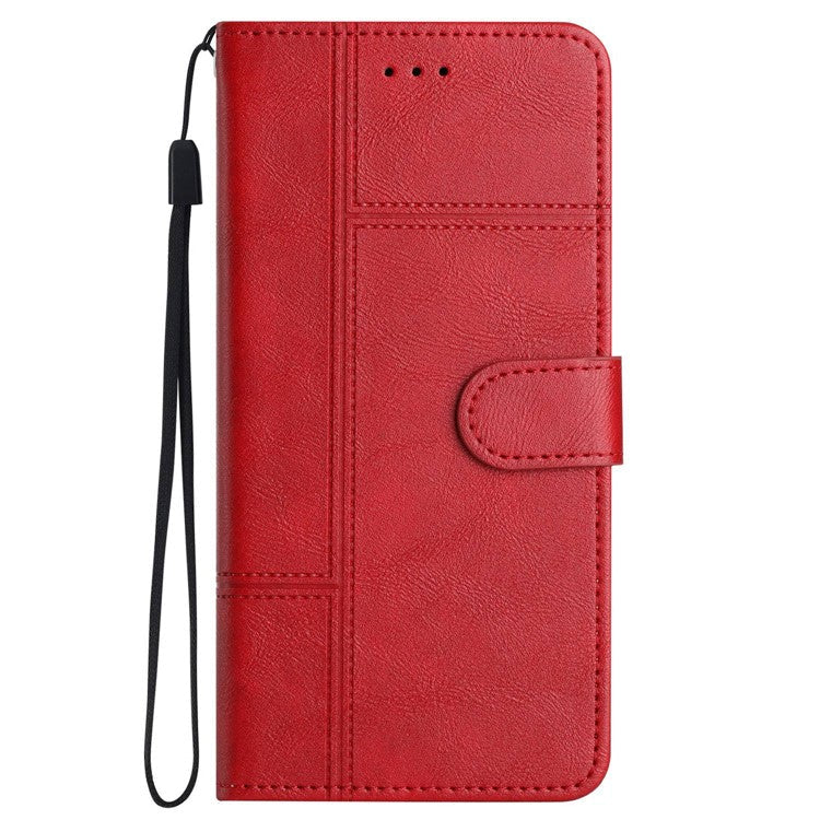 For Samsung Galaxy A04 Core 4G Cowhide Texture Phone Cover Wallet Business Style PU Leather Sewing Line Decor Phone Case - Red