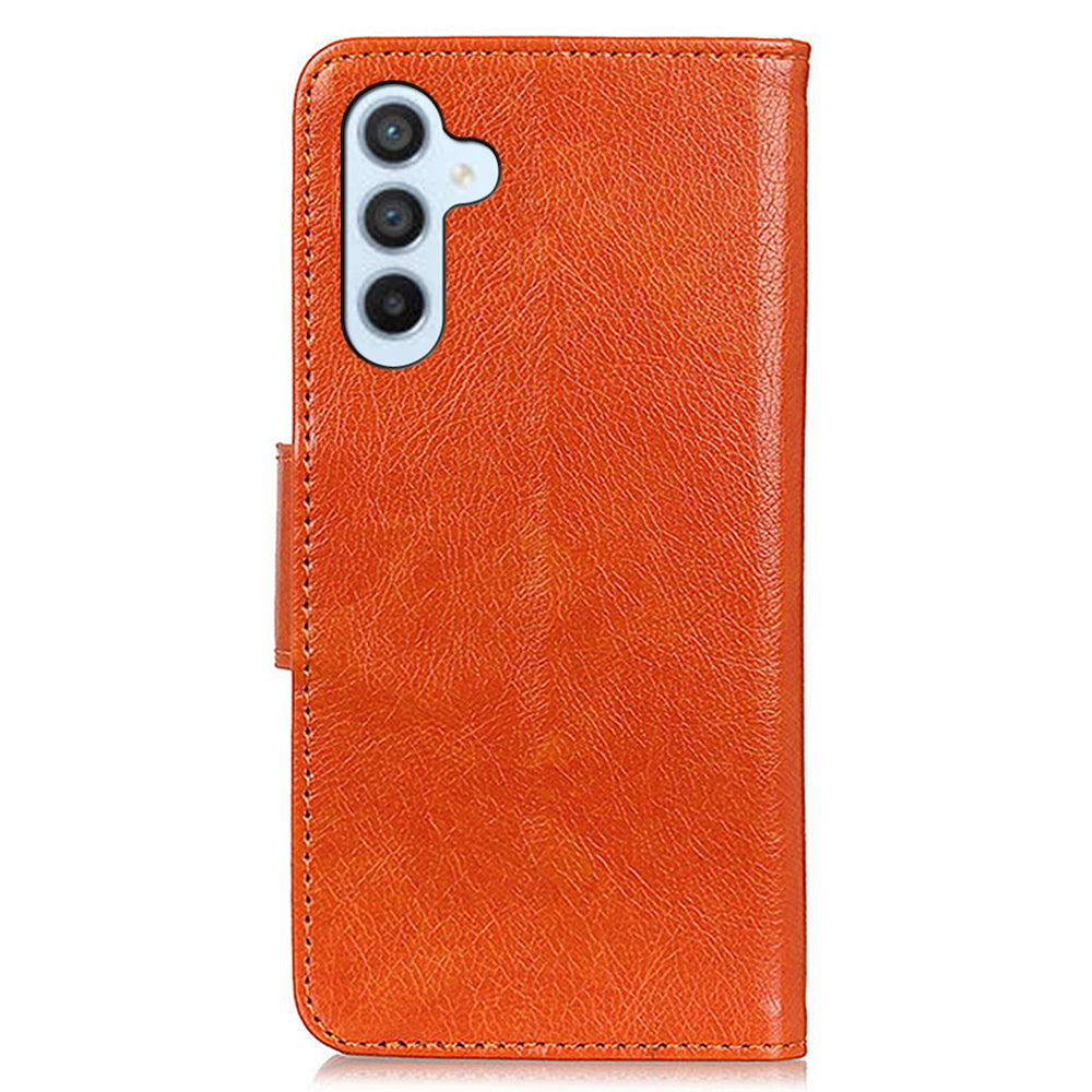 For Samsung Galaxy A16 5G / A16 4G Case Nappa Texture Split Leather Wallet Phone Cover - Orange
