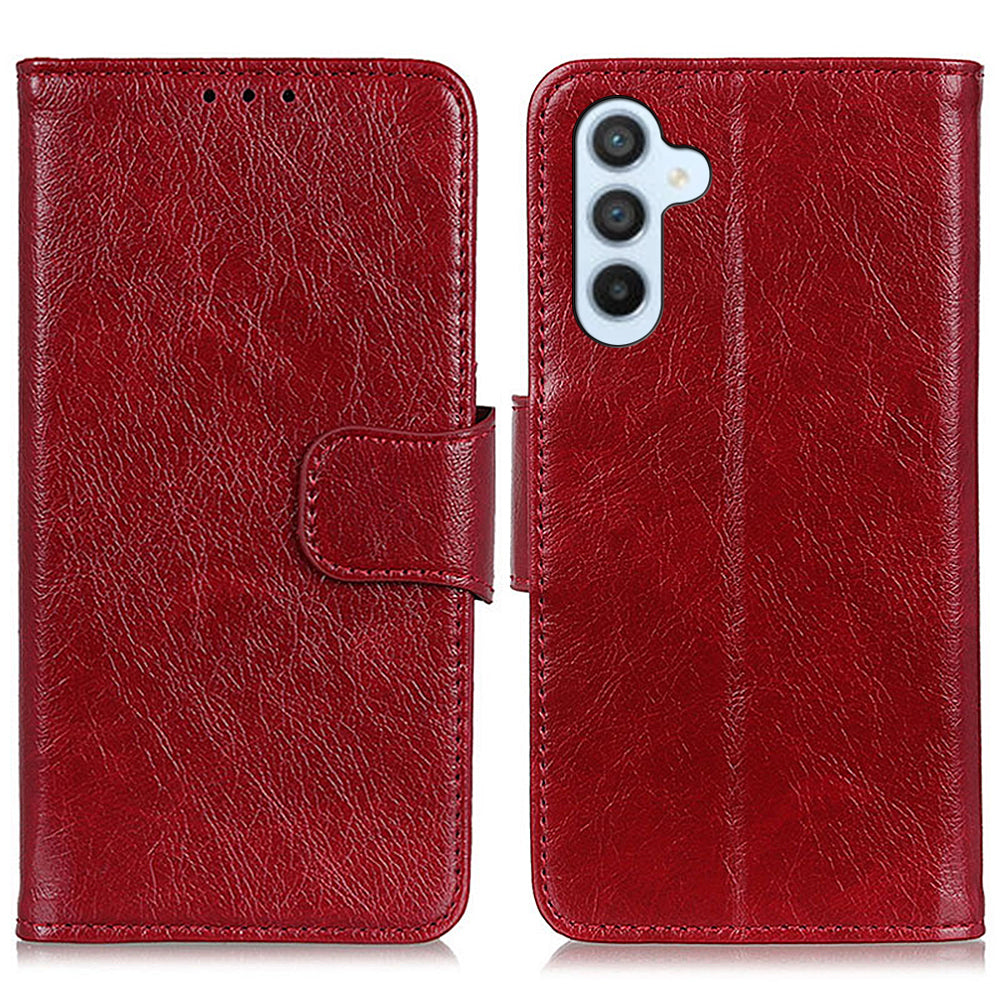 For Samsung Galaxy A16 5G / A16 4G Case Nappa Texture Split Leather Wallet Phone Cover - Red