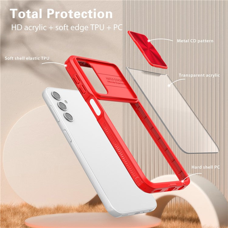 For Samsung Galaxy A24 4G (162.1 x 77.6 x 8.3mm) Case TPU+PC Clear Phone Cover - Red