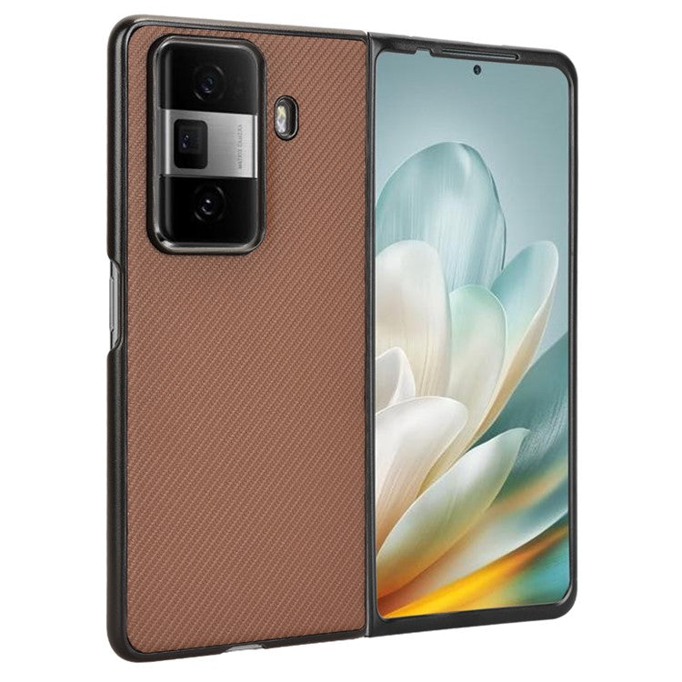 For Honor Magic Vs3 5G Case Carbon Fiber Texture Shockproof PU+PC Phone Cover - Brown