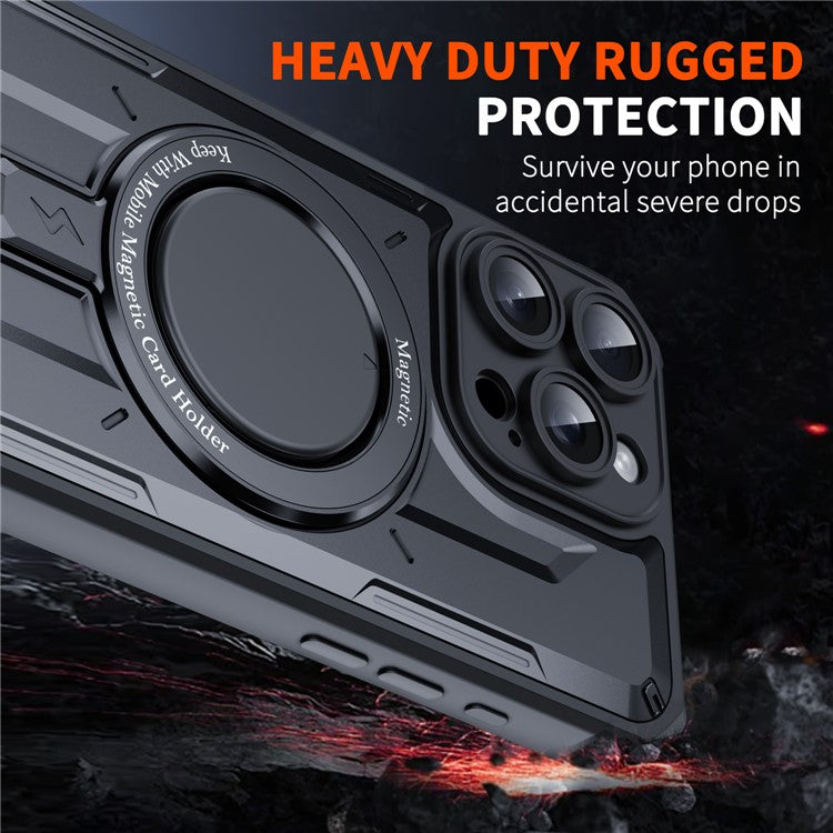 For iPhone 16 Pro Case Compatible with MagSafe Kickstand TPU+PC Phone Cover - Black