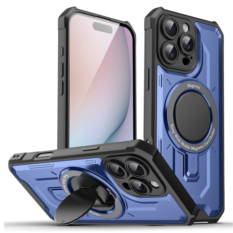 For iPhone 16 Pro Max Case Compatible with MagSafe Kickstand TPU+PC Phone Cover - Blue